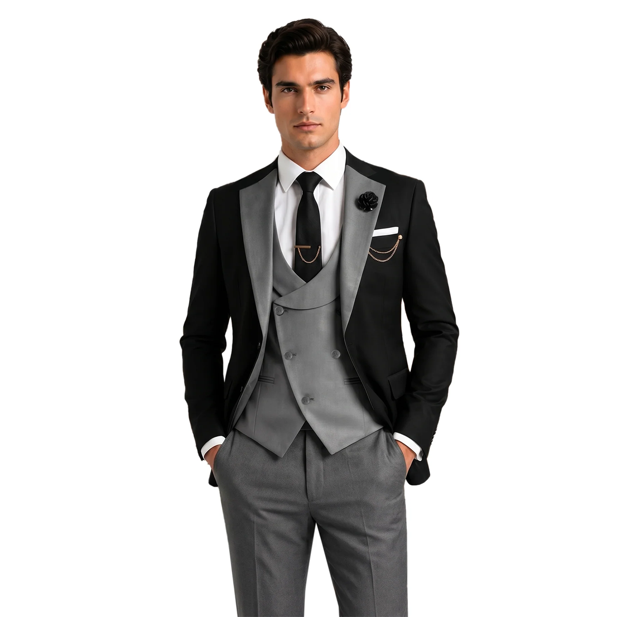 Ceehuteey Men's Suits 3 Pieces Notch Lapel Suits for Wedding (Blazer+Vest+Pant)