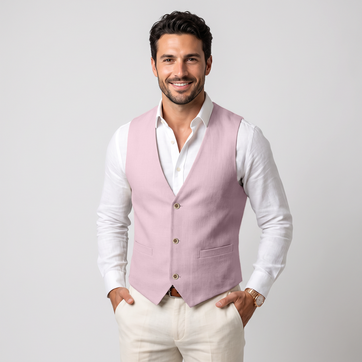 Ceehuteey Men's Linen V Neck Summer Waistcoat