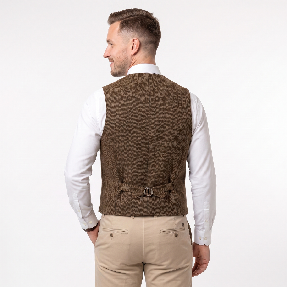 Ceehuteey Men's Suit Vest Herringbone V Neck Waistcoat