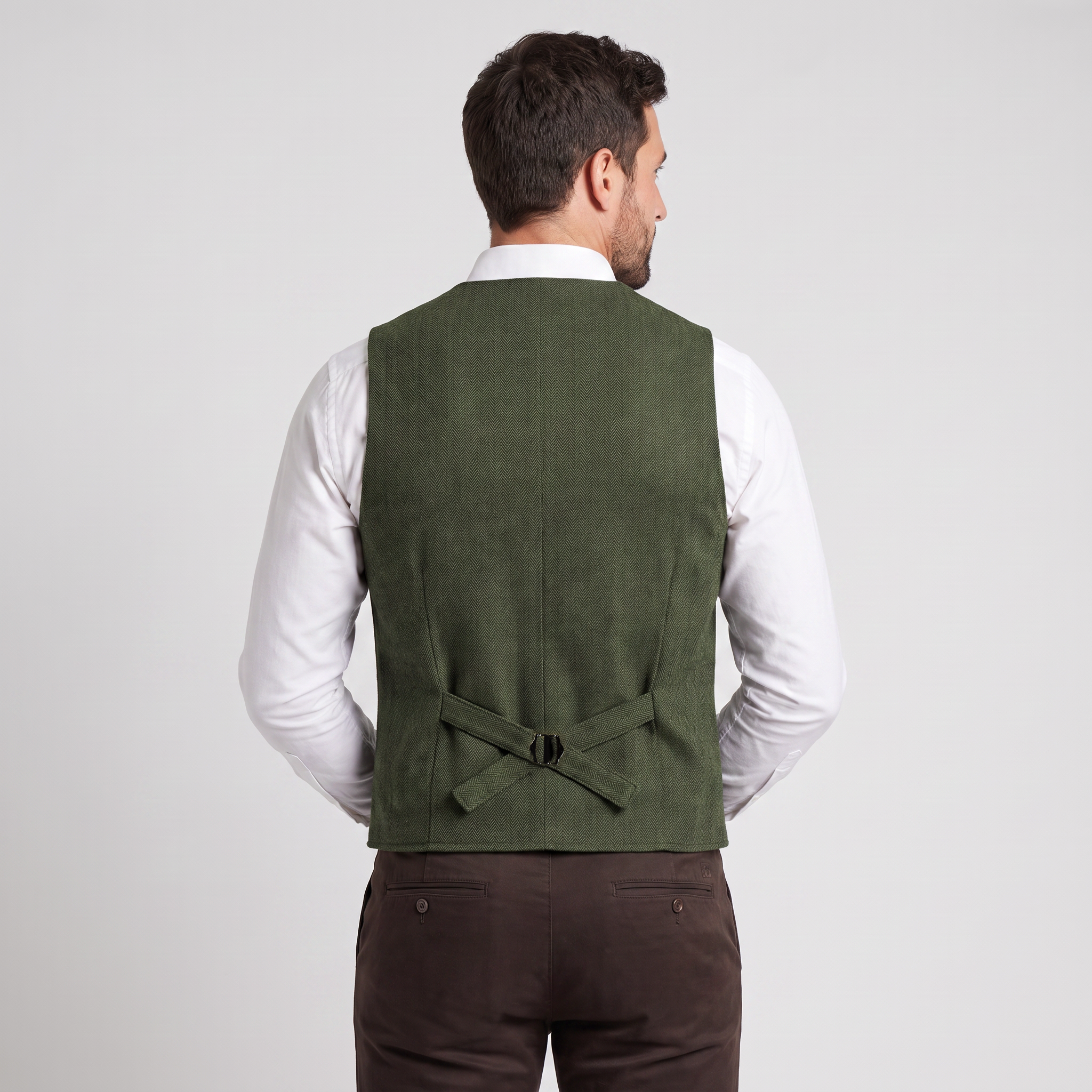 Ceehuteey Men‘s Causual V Neck Tweed Herringbone Waistcoat
