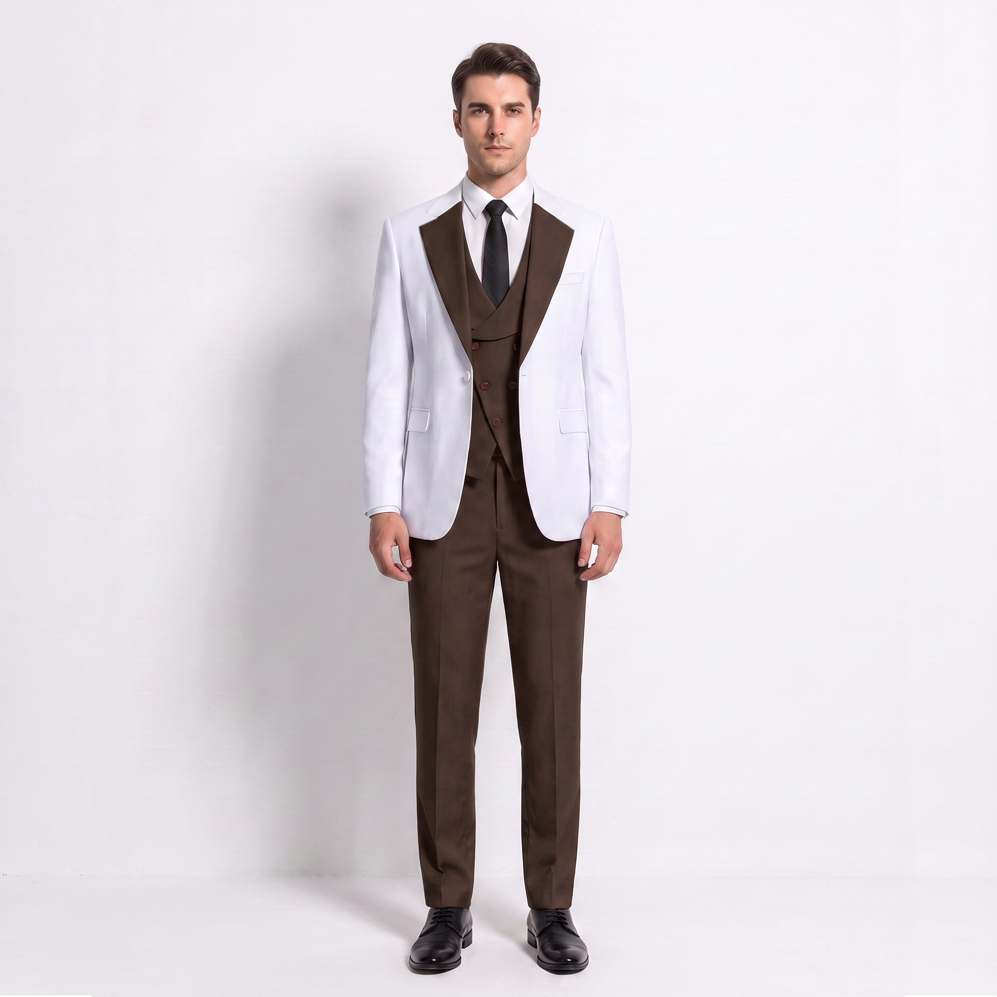 Ceehuteey Men's Suits Slim Fit 3 Pieces Notch Lapel Tuxedos (Blazer+Vest+ Pant)