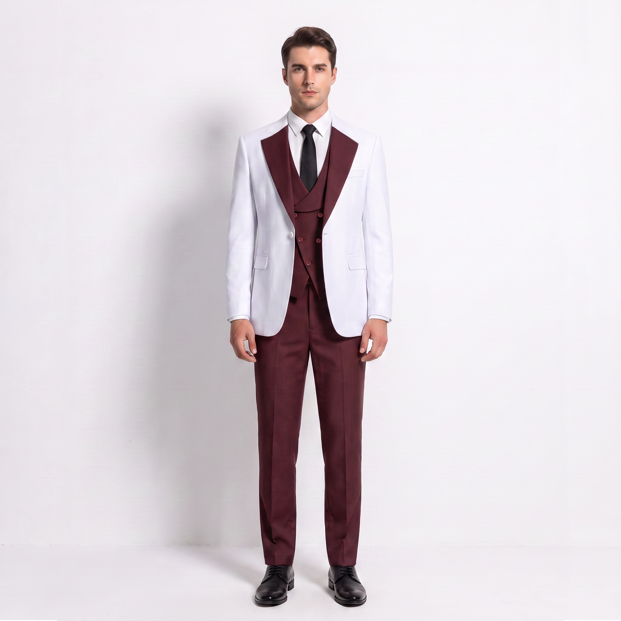 Ceehuteey Men's Suits Slim Fit 3 Pieces Notch Lapel Tuxedos (Blazer+Vest+ Pant)