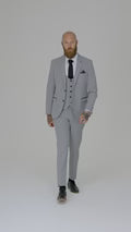 Men's Fashion three-piece Grey Plaid Suit in Signature Peak lapel Business Tuxedos(Blazer+vest+Pants)