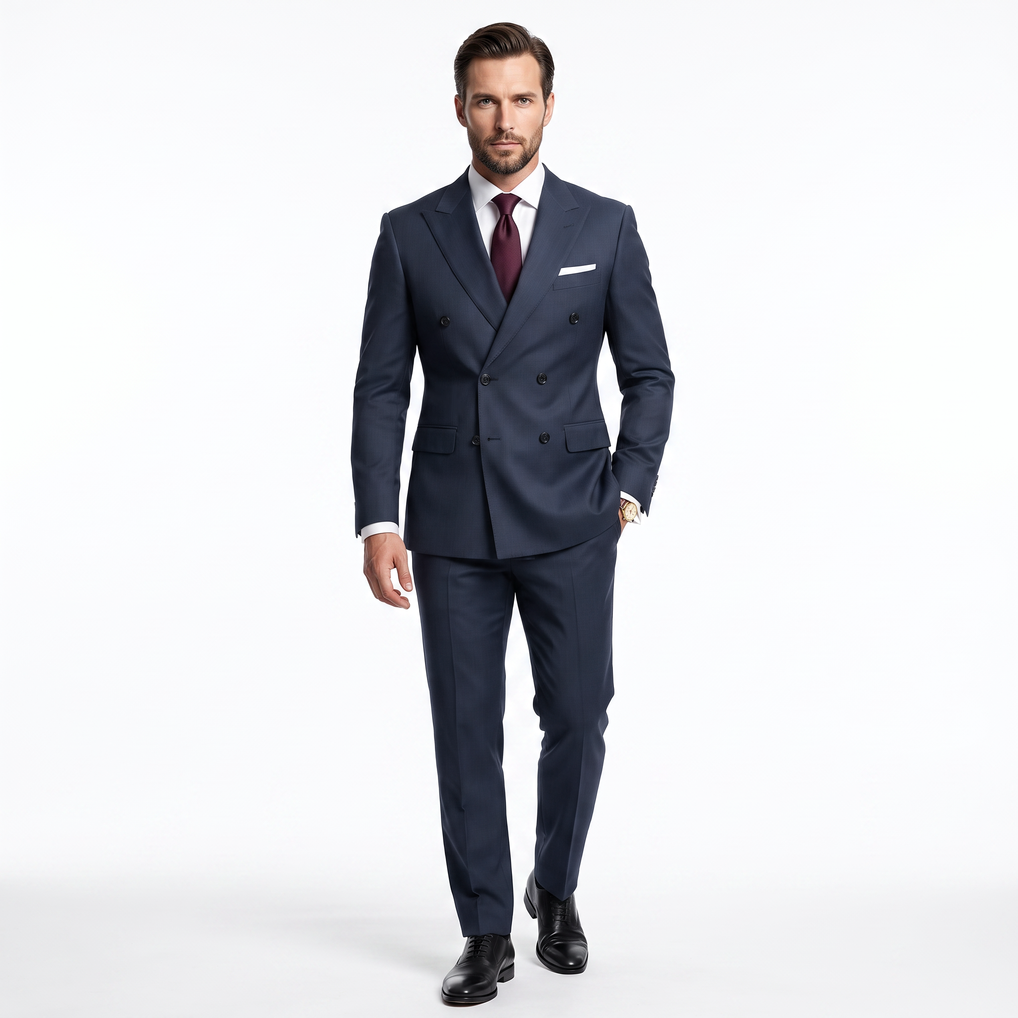 Ceehuteey Men's high-end business double breasted 2 Pieces Peak lapel Suits suit (Blazer+Pants)