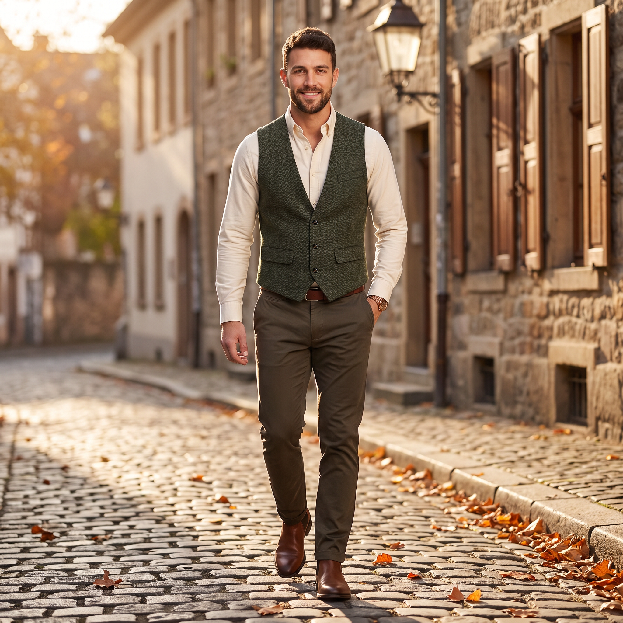 Ceehuteey Classic Men's V Neck Herringbone Waistcoat
