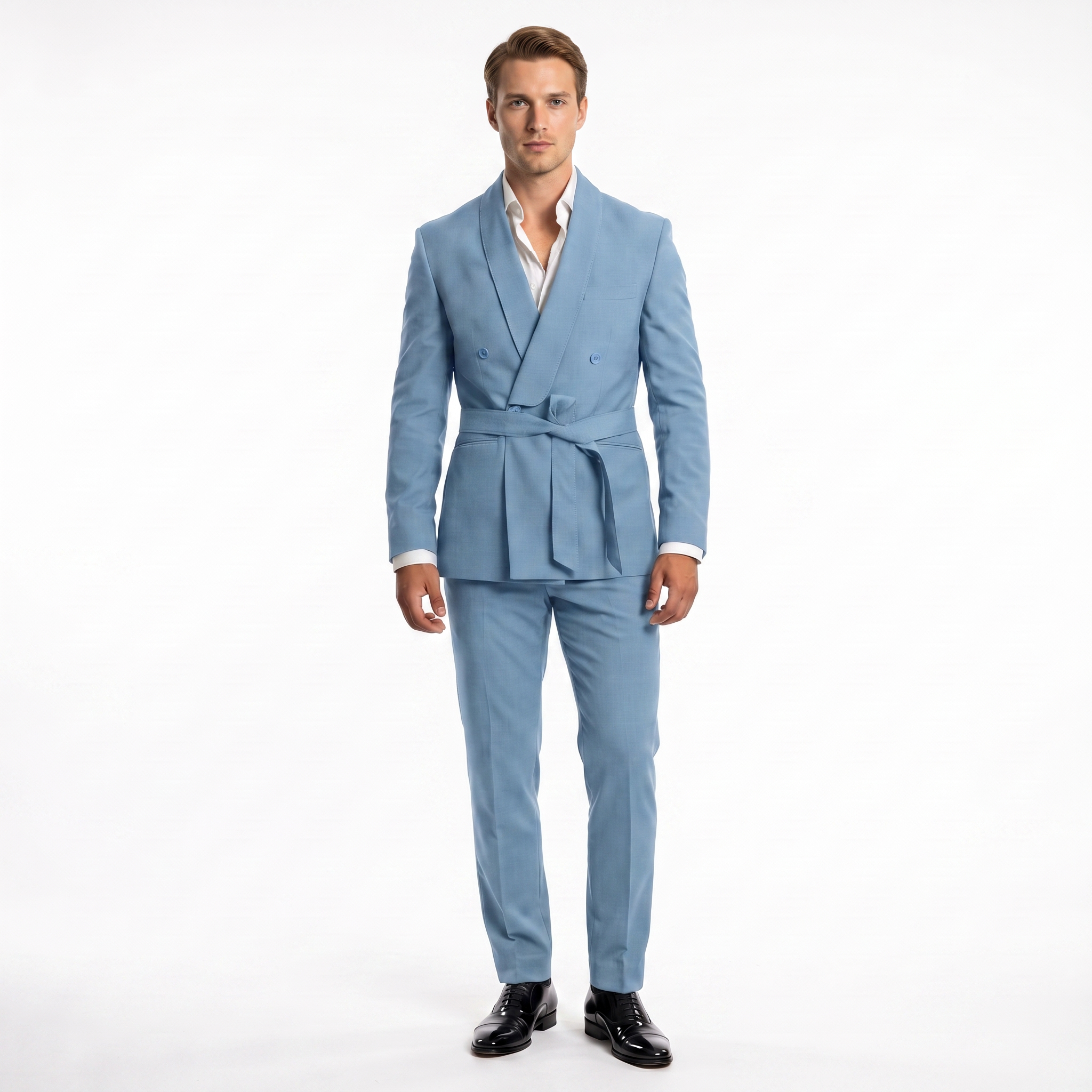 Ceehuteey 2 Pieces Men's Double Breasts Shawl Lapel Men's Suit (Blazer+Pants)
