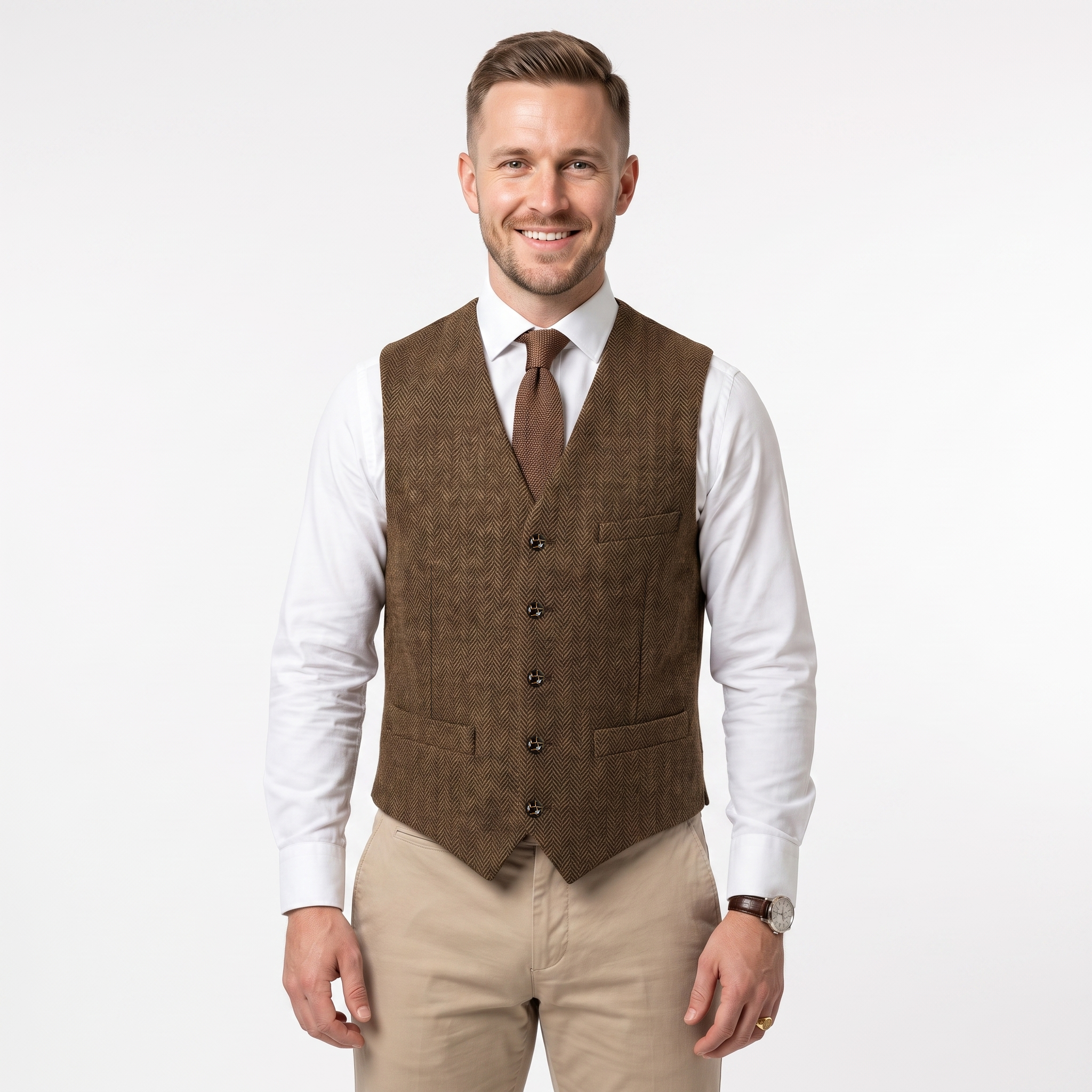 Ceehuteey Men's Suit Vest Herringbone V Neck Waistcoat