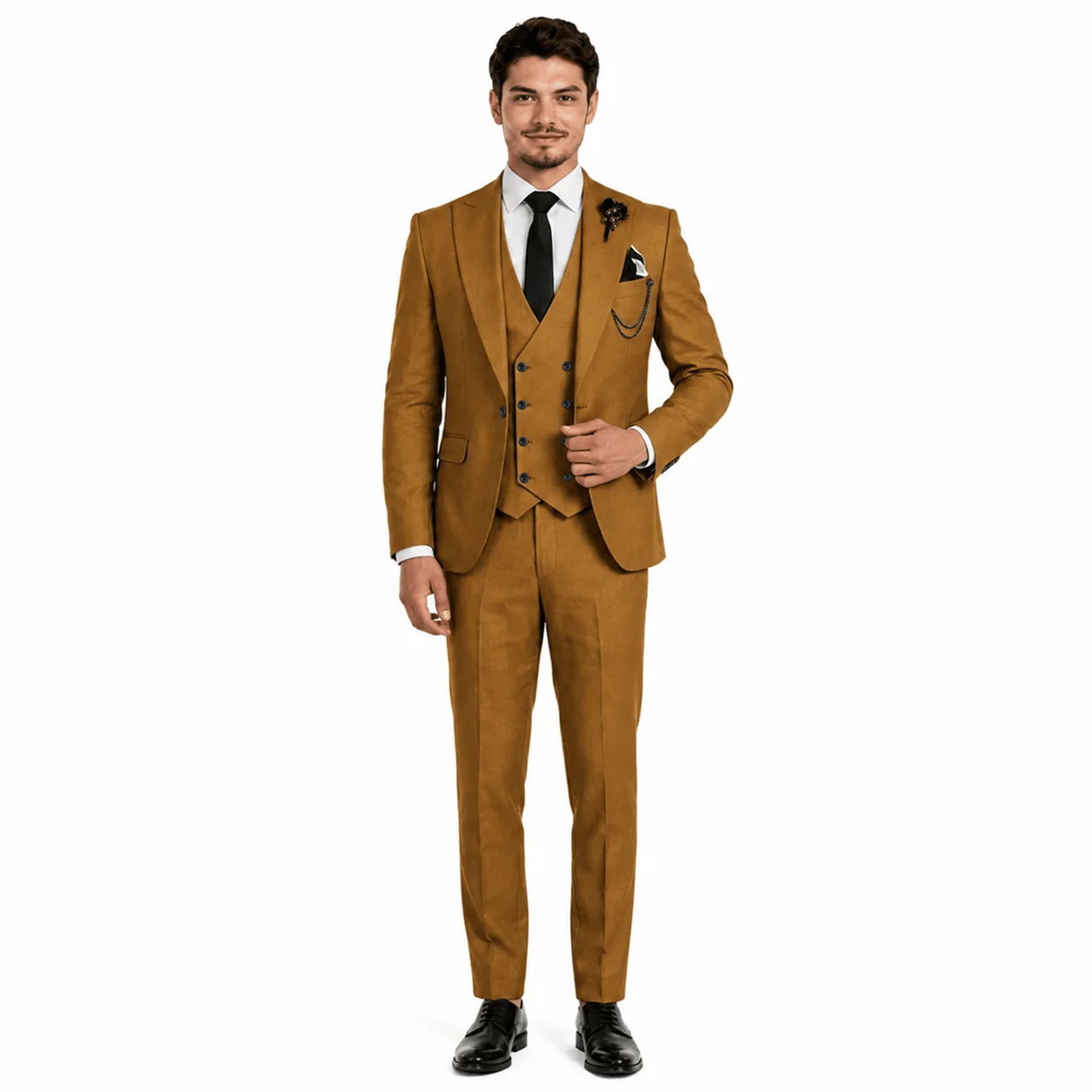 Ceehuteey 3 Piece Mens Suit Prom Peak Lapel Suit (Blazer + Vest + Pants)