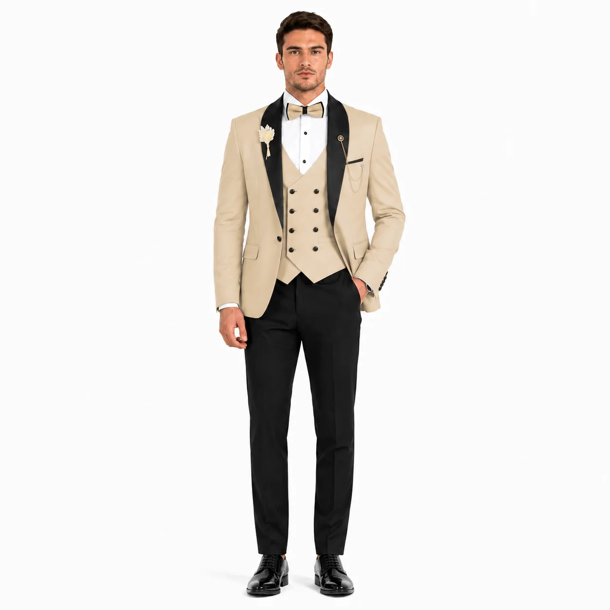 Ceehuteey 3 Piece Mens Suit Shawl Lapel Prom For Suits (Blazer + Vest + Pants)
