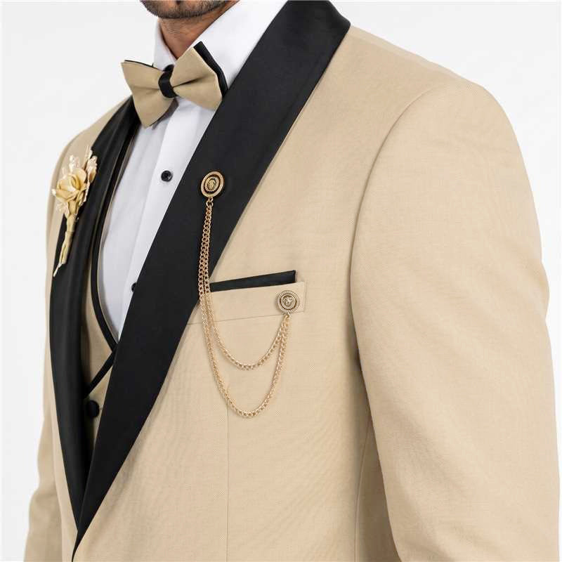 Ceehuteey 3 Piece Mens Suit Shawl Lapel Prom For Suits (Blazer + Vest + Pants)