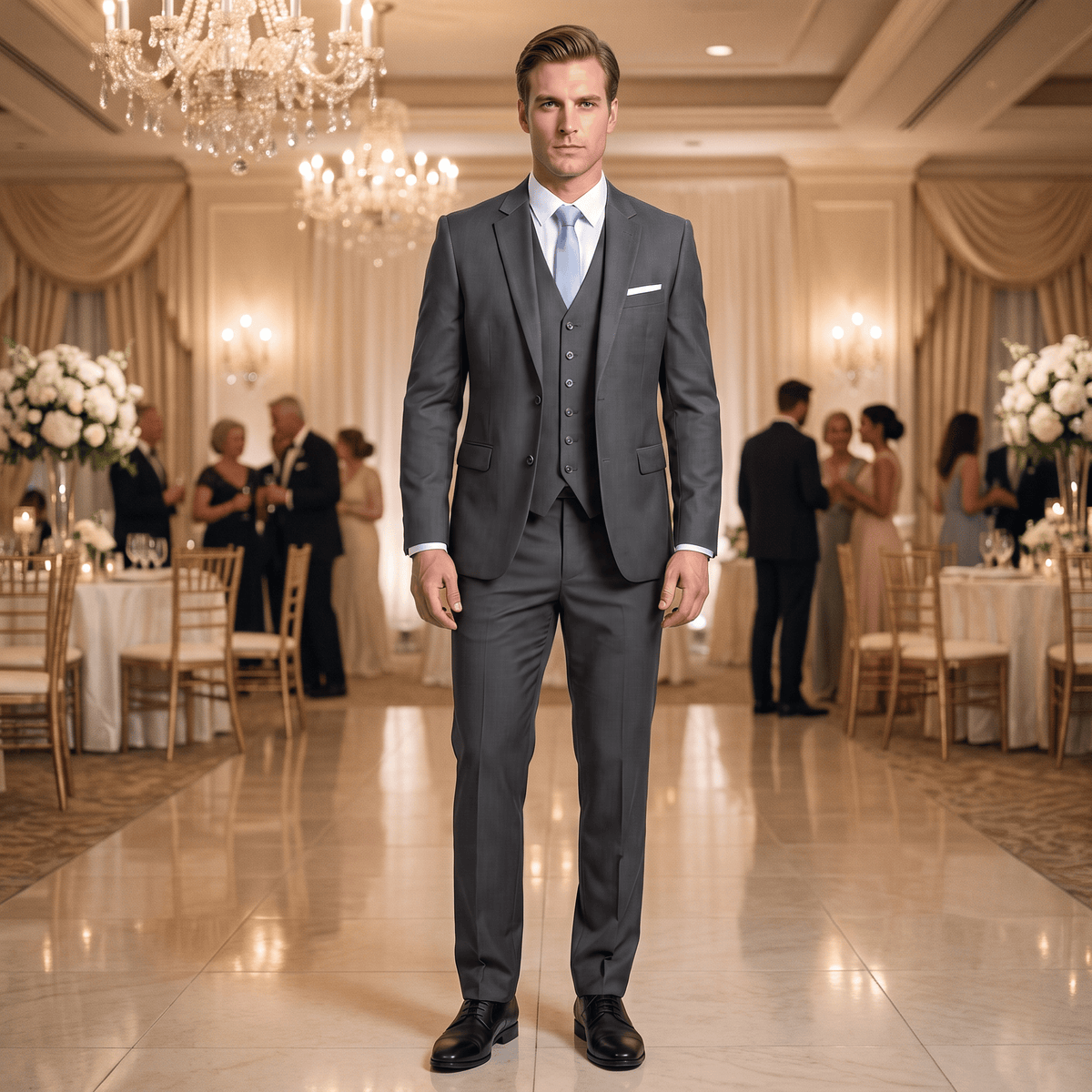 Ceehuteey Men's Suit 3 Piece Casual Jacket For Wedding (Blazer+Vest+Pants)