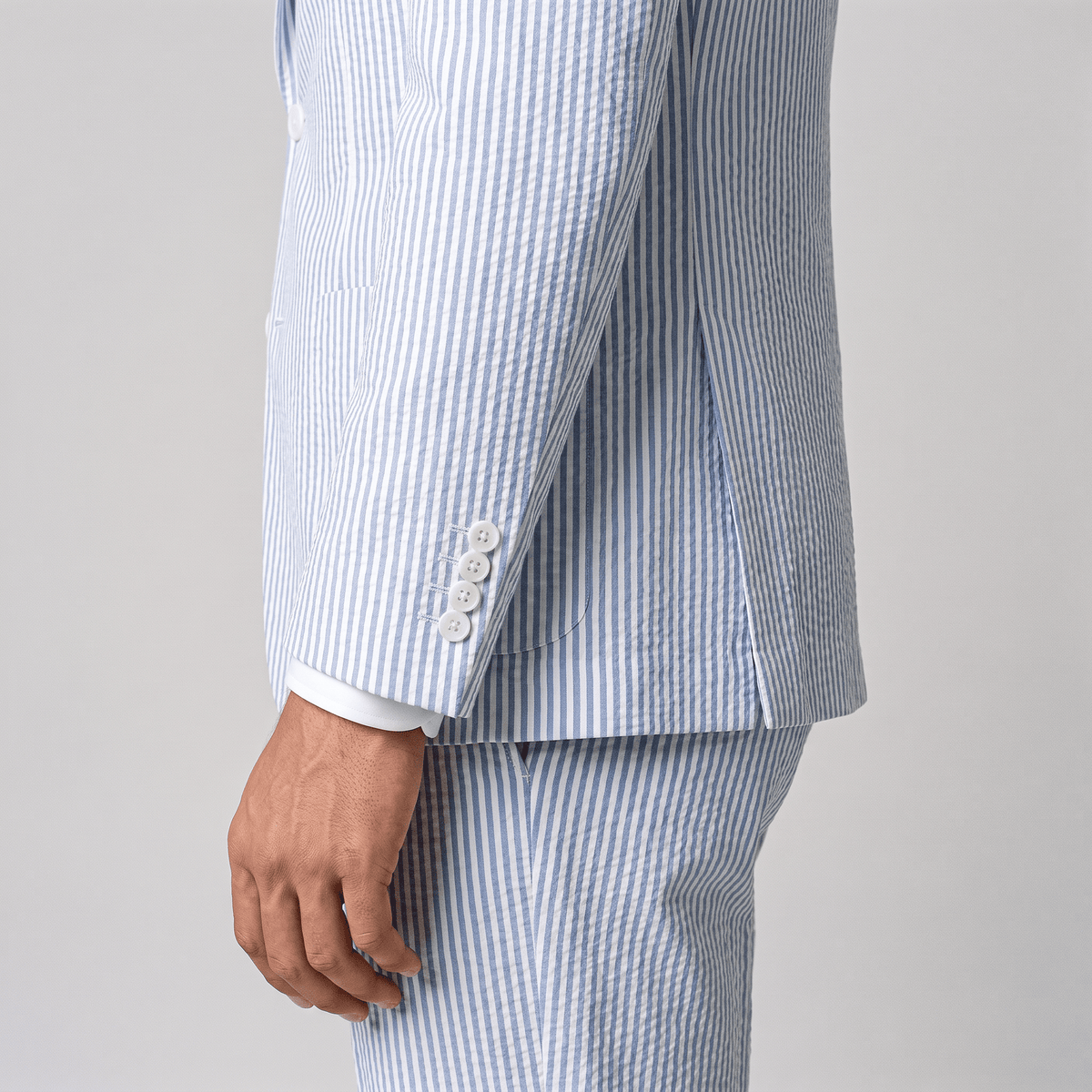 Ceehuteey Fashion Men's 2 Pieces Striped Seersucker Notch Lapel Suit (Blazer+Pants)