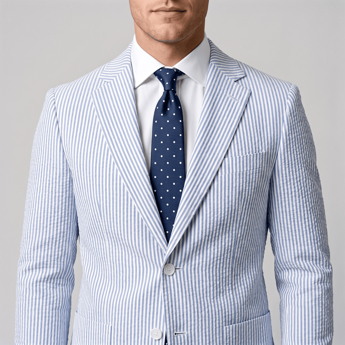 Ceehuteey Fashion Men's 2 Pieces Striped Seersucker Notch Lapel Suit (Blazer+Pants)